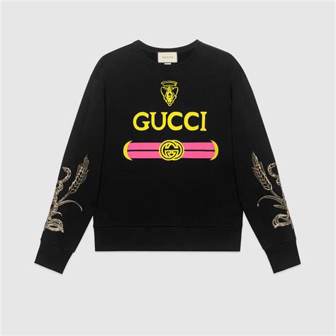 GUCCI Felpa rosa in cotone con logo .